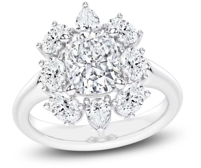 3.375 CT TW Carat Lab-Created Cushion-Cut Diamond Halo Engagement Ring in 14K White Gold | SimplyIn Diamonds